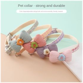 cat Collar Lattice Collar Korean Cartoon Pet Collar Bowknot Patch Cat Dog Collar (Color: purple, size: 1*30cm)